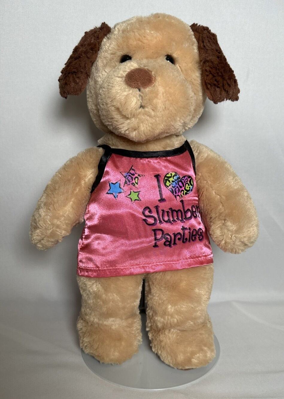 Build A Bear 15” Plush Dog With I Heart Slumber Parties Top